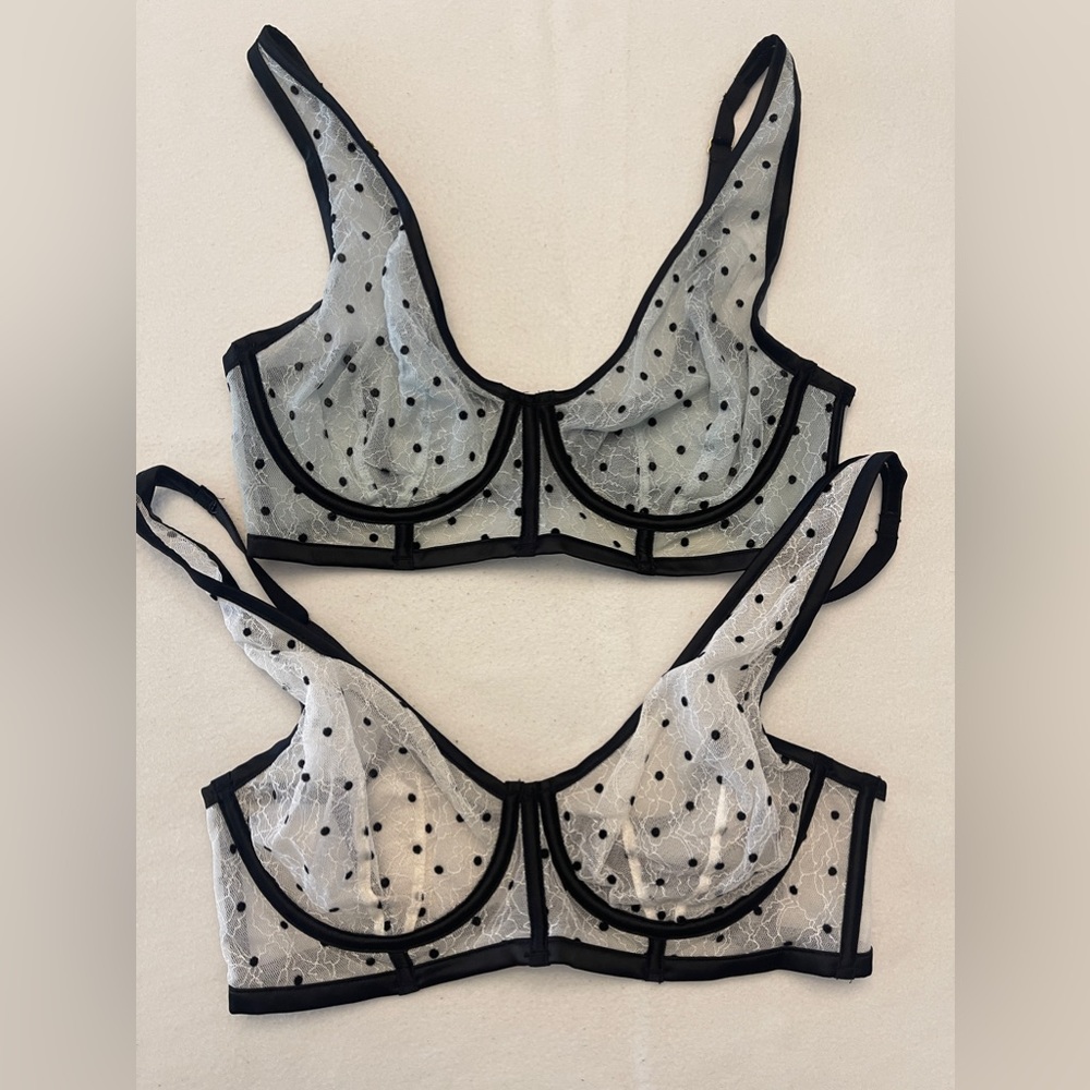 Size 32DD lot of two VICTORIAS SECRET LUXE LINGERIE UNLINED PLUNGE BRA